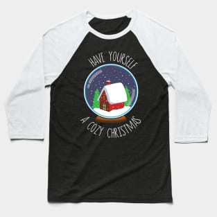 Cozy Cabin Christmas Snowglobe Design Baseball T-Shirt